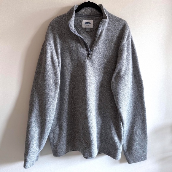 Old Navy Fleece Quarter Zip Men’s XL Grey Marled Pullover Athleisure Layer - Picture 3 of 9
